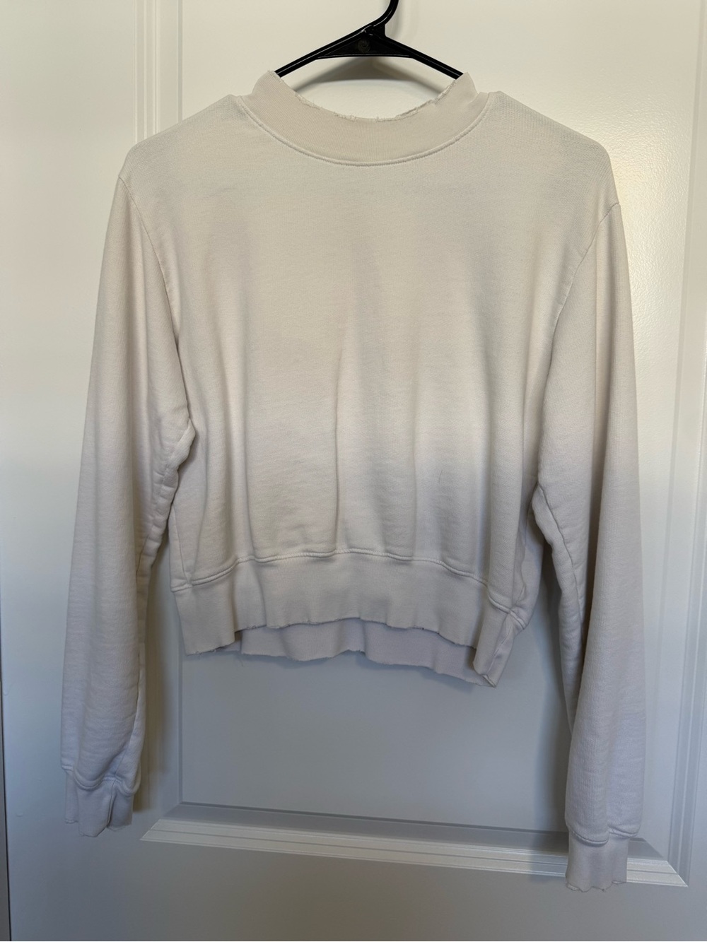 Cotton Citizen Ivory Mock Neck Cropped Sweatshirt